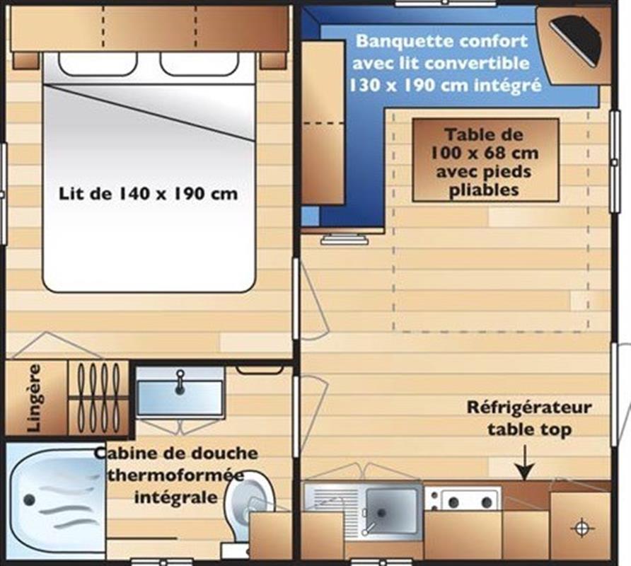 Mobil-home Eco 1 chambre 2 personnes